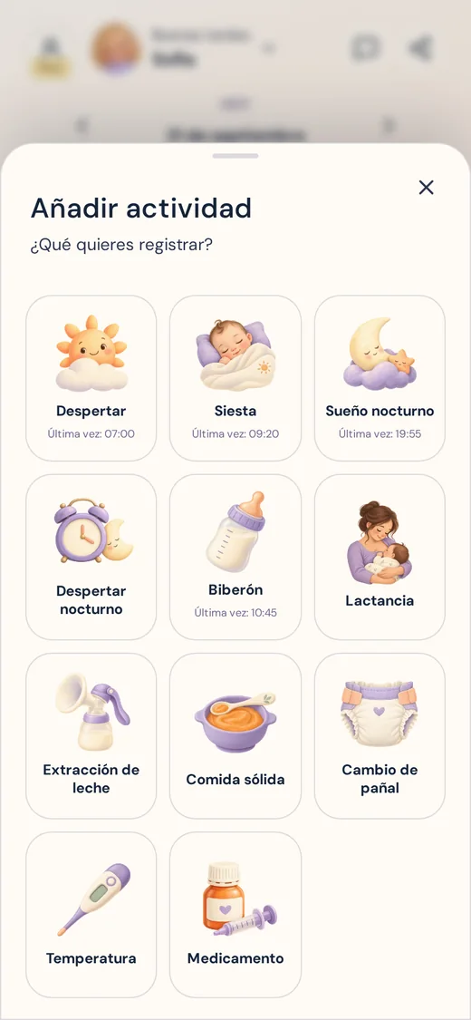 La pantalla Diario de la app
