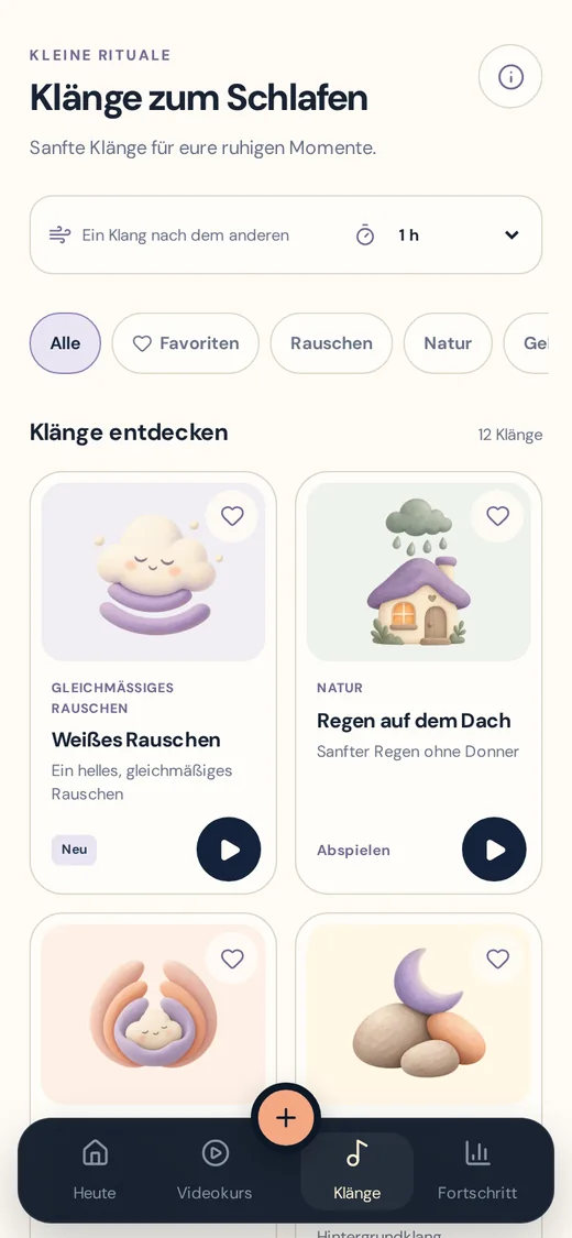 Der Bildschirm Klänge der App