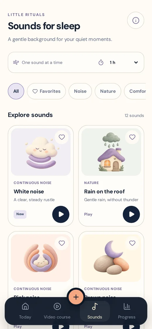 The app’s Sounds screen