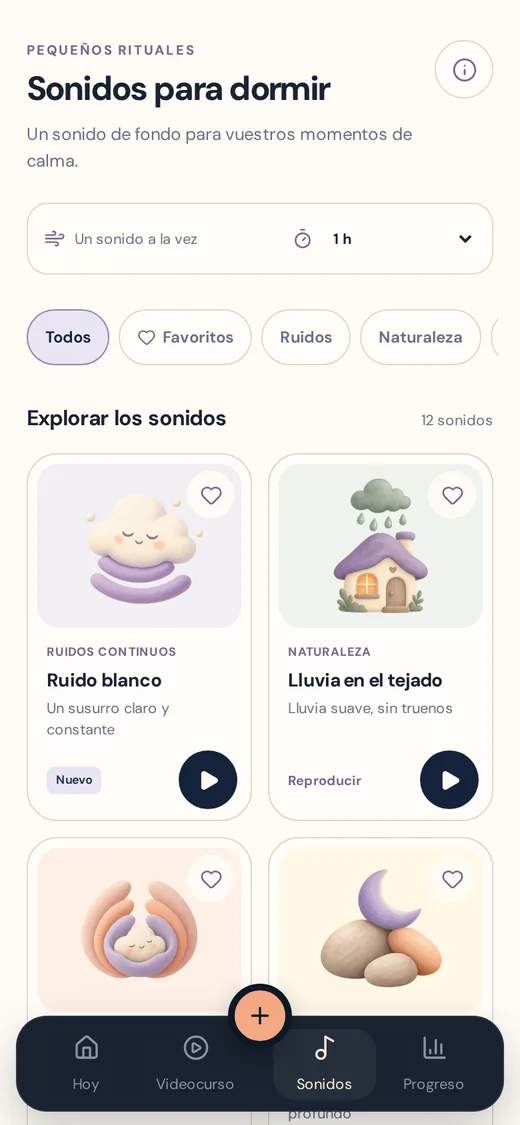 La pantalla Sonidos de la app