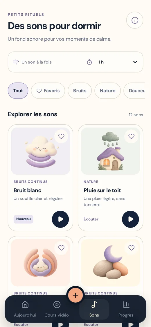 L’écran Sons de l’app
